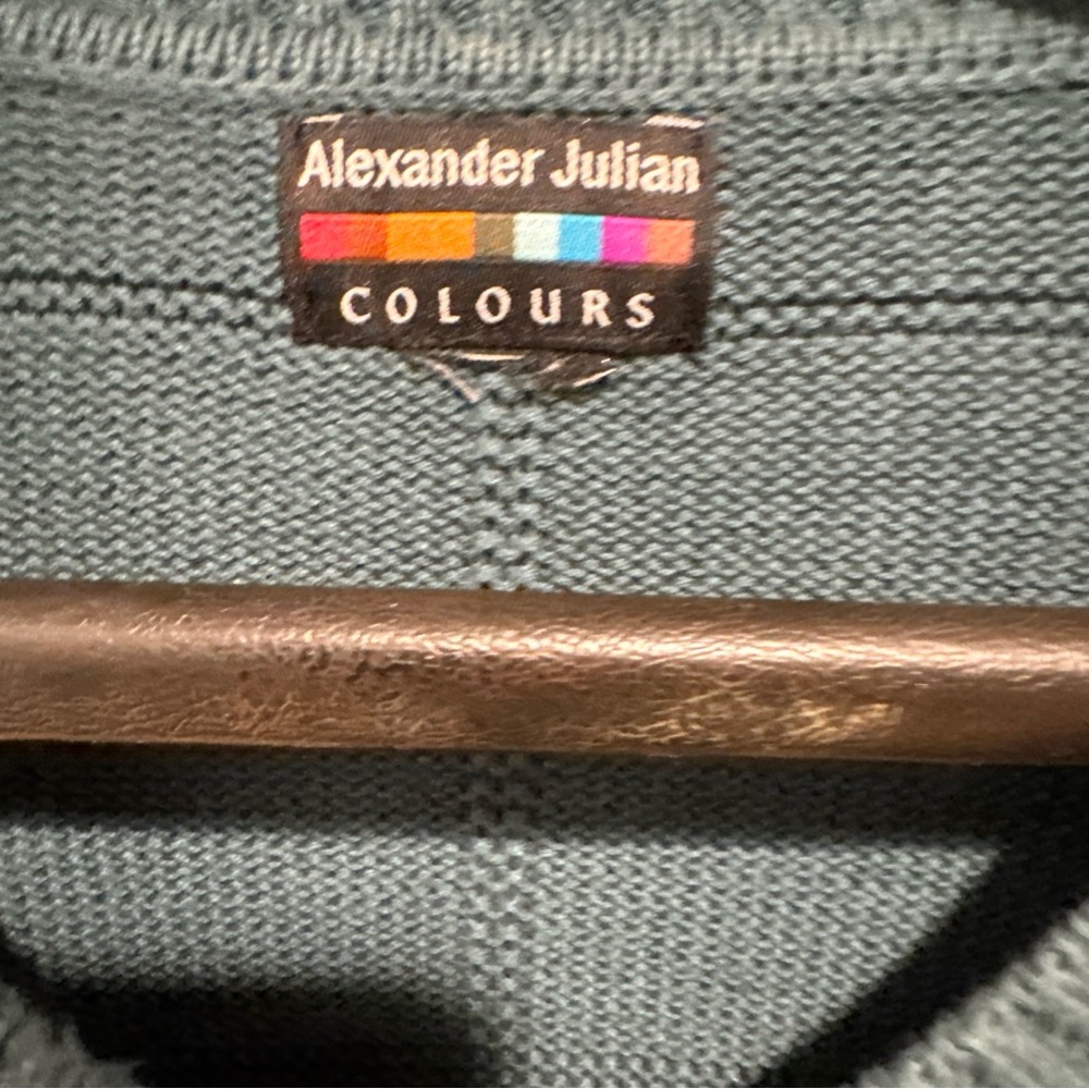 Alexander Julian Colours Mens Gray Chevron Knit Pullover Sweater Sz XL Luxury - Picture 7 of 8